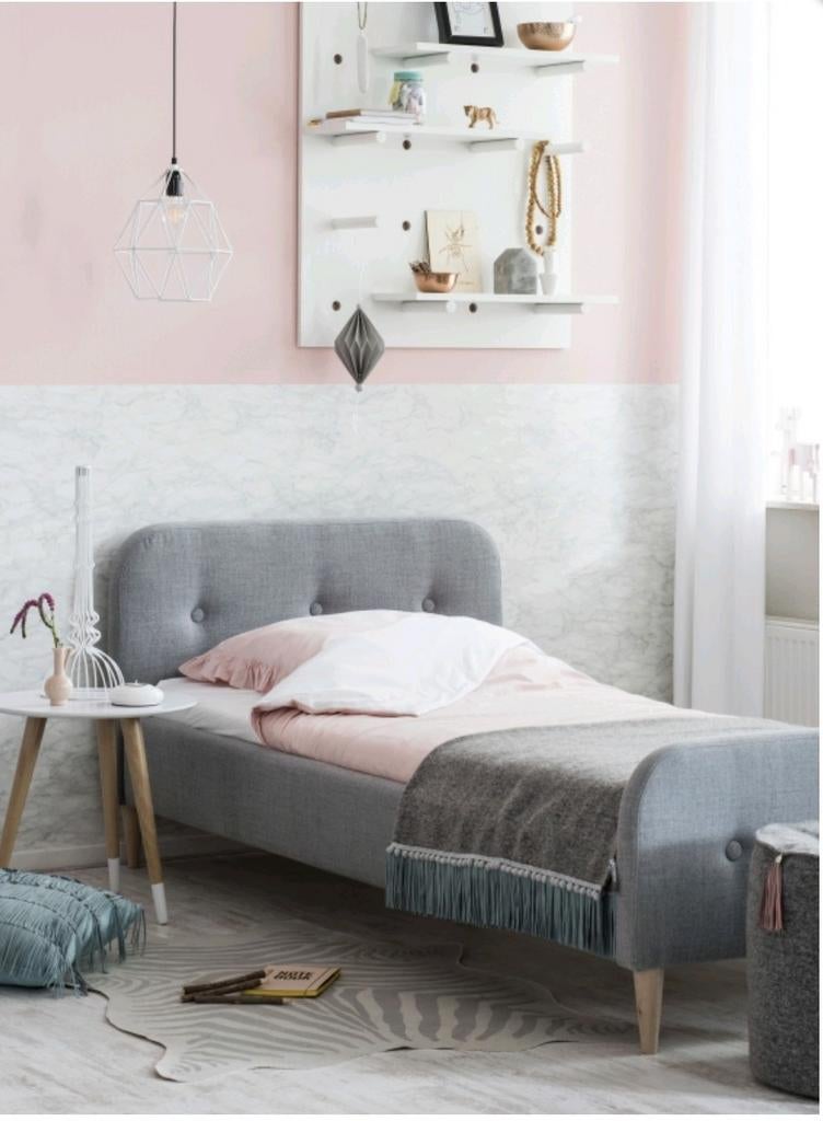 Eenpersoonsbed grijs, 90 cm, Eenpersoons, Ophalen of Verzenden, Grijs