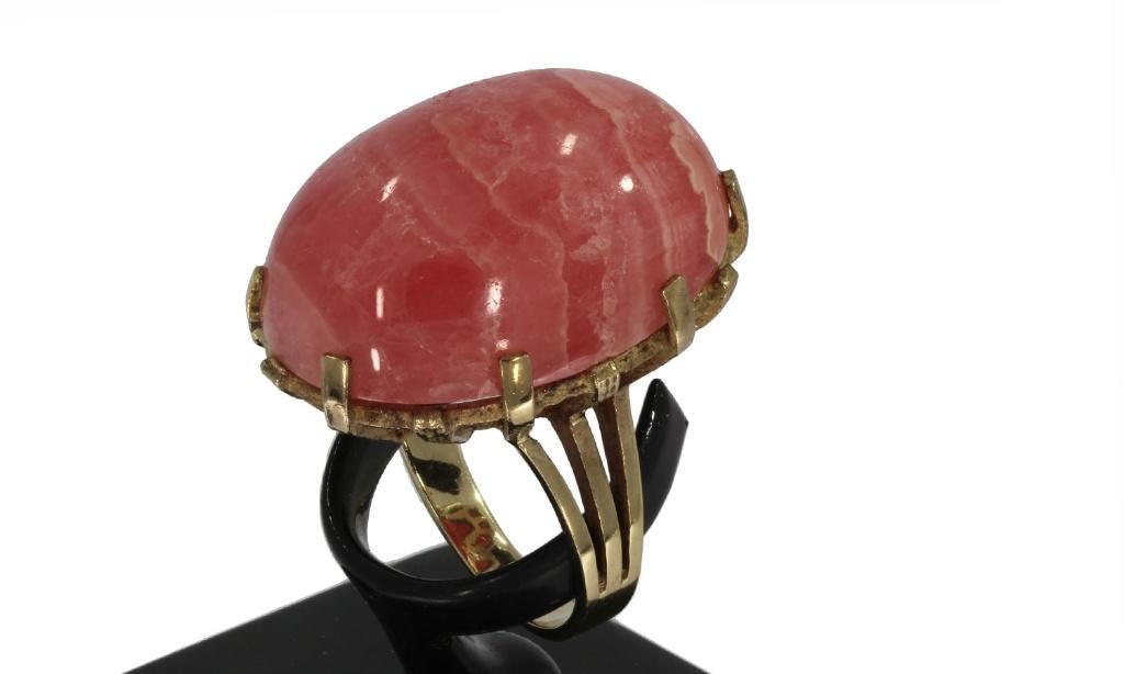 Rhodochrosiet edelsteen robuuste gouden vintage ring dames