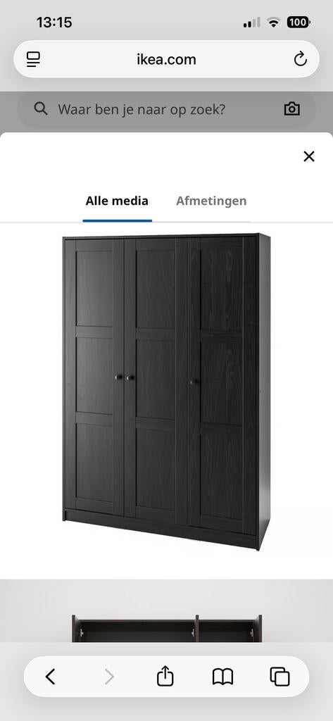 2 zwarte kledingkasten, Ophalen, Gebruikt, 100 tot 150 cm, 150 tot 200 cm