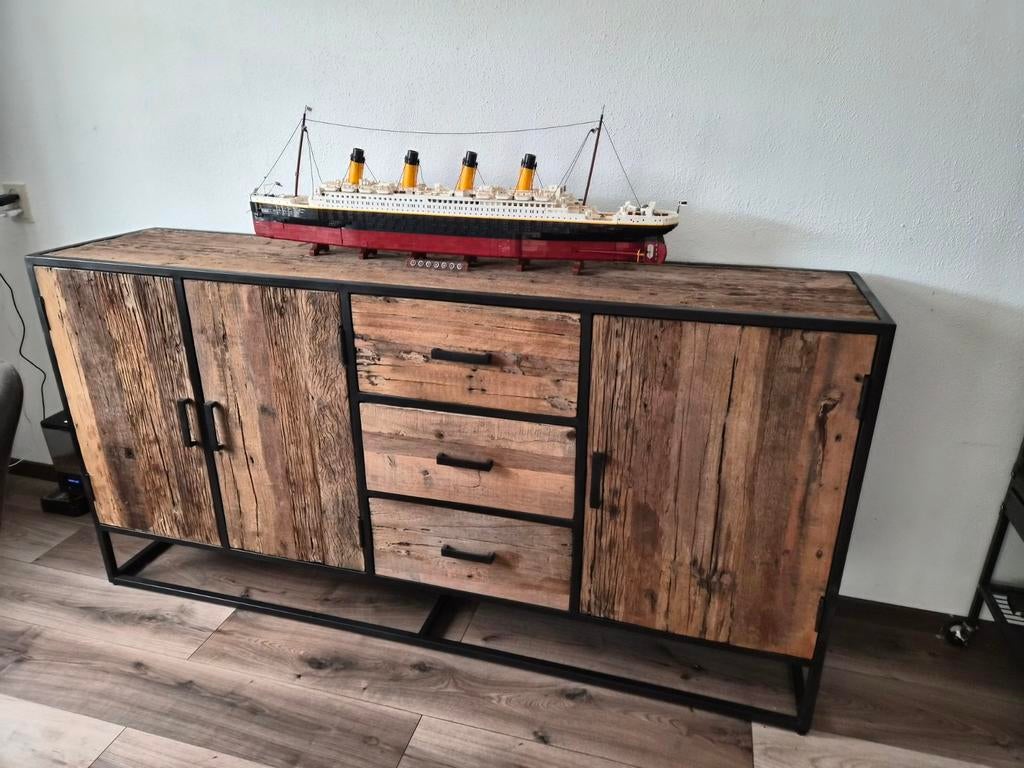 Complete Goossens Otik driftwood serie., Ophalen, Zo goed als nieuw, Modern, 4 tot 6 stoelen