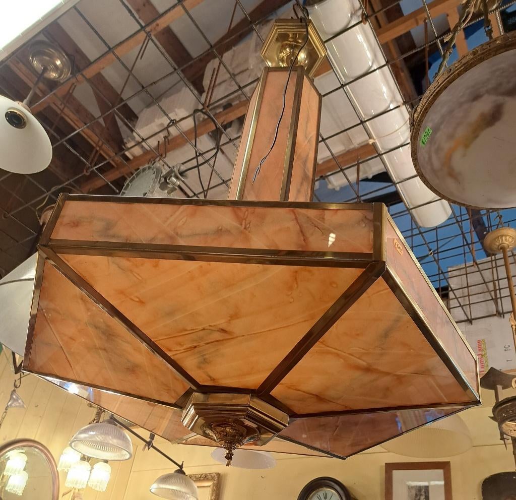 Mooie grote Art Deco hanglamp 112 cm hoog en 75 cm doorsnee, Antiek en Kunst, Ophalen