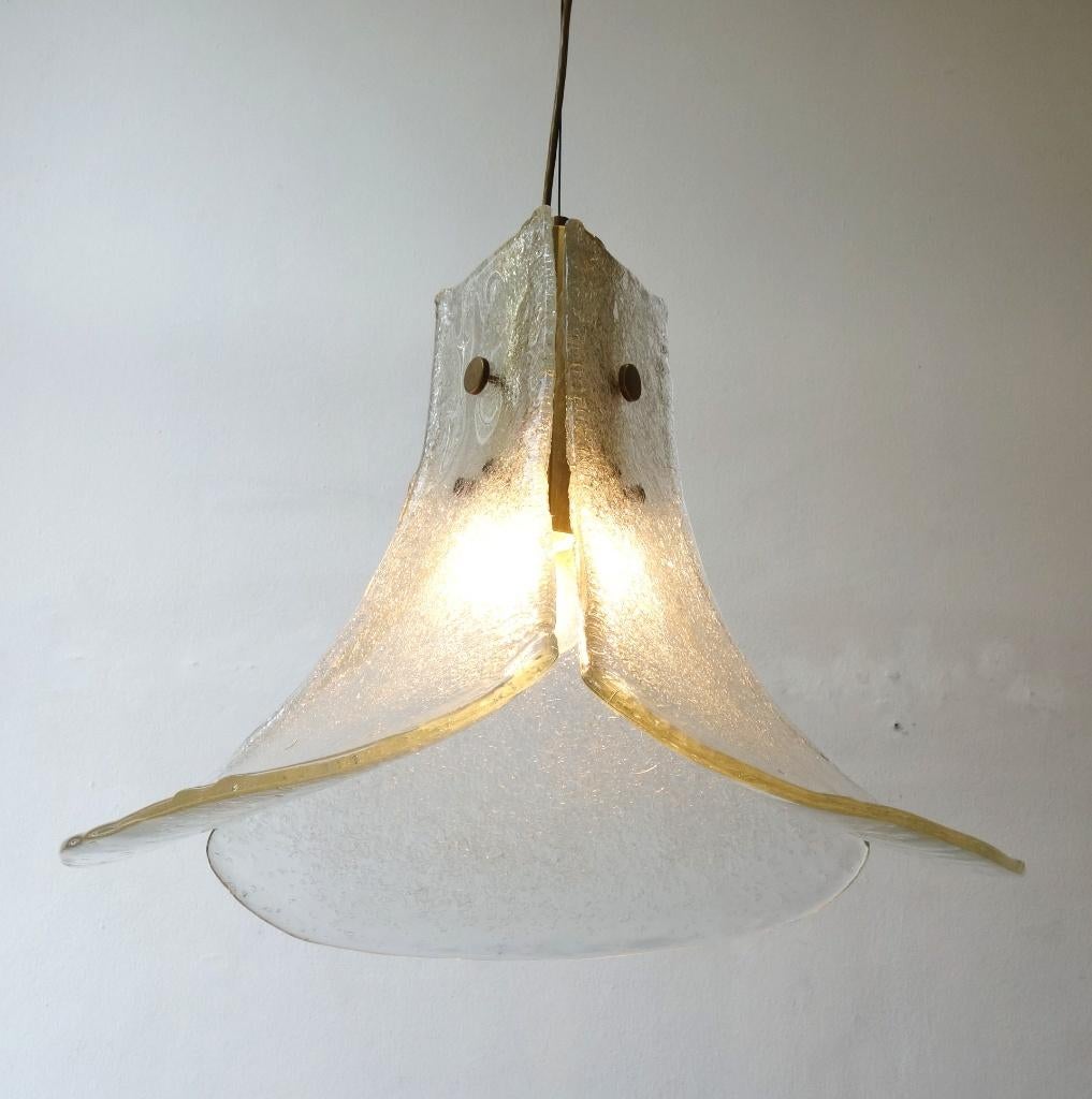 Vintage Kalmar hanglamp Murano Hollywood Regency ijsglas, Gebruikt, Ophalen of Verzenden, Glas, 75 cm of meer