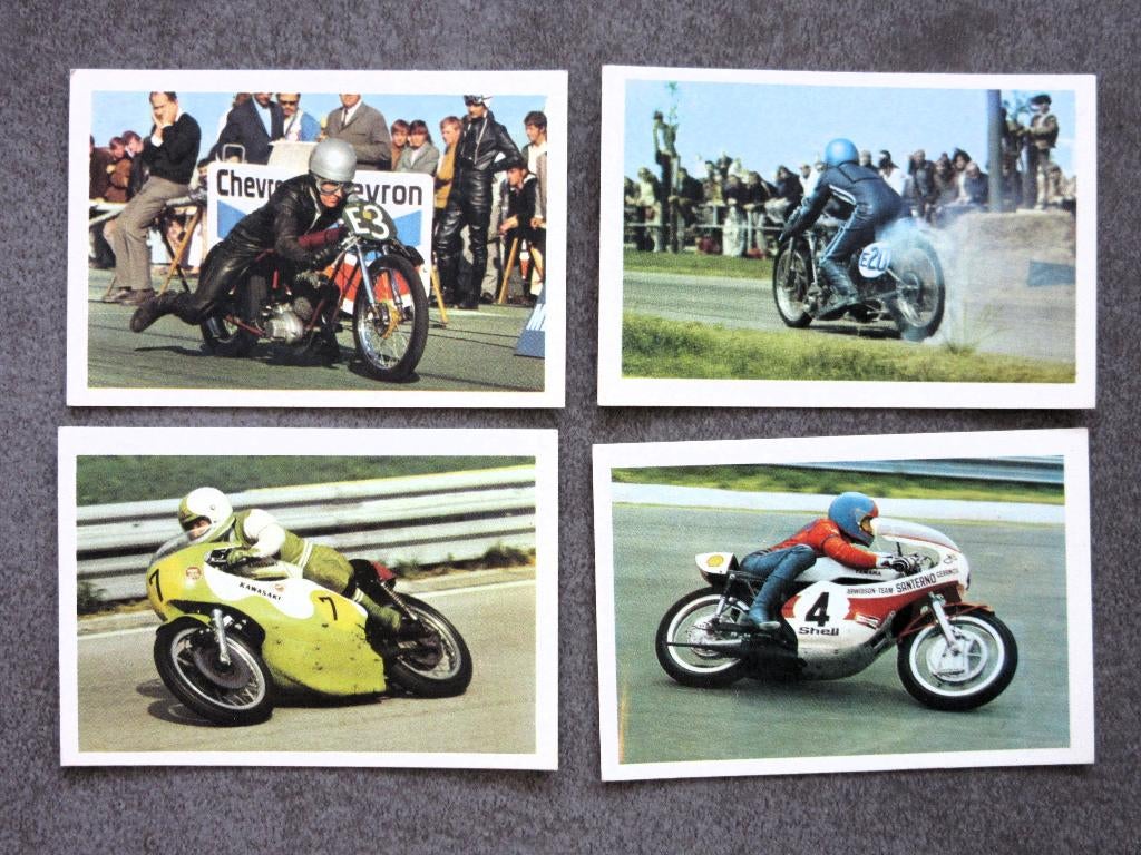 24 oude verzamelplaatjes motoren motor GP races zijspan, Ophalen of Verzenden, Gebruikt, Motoren