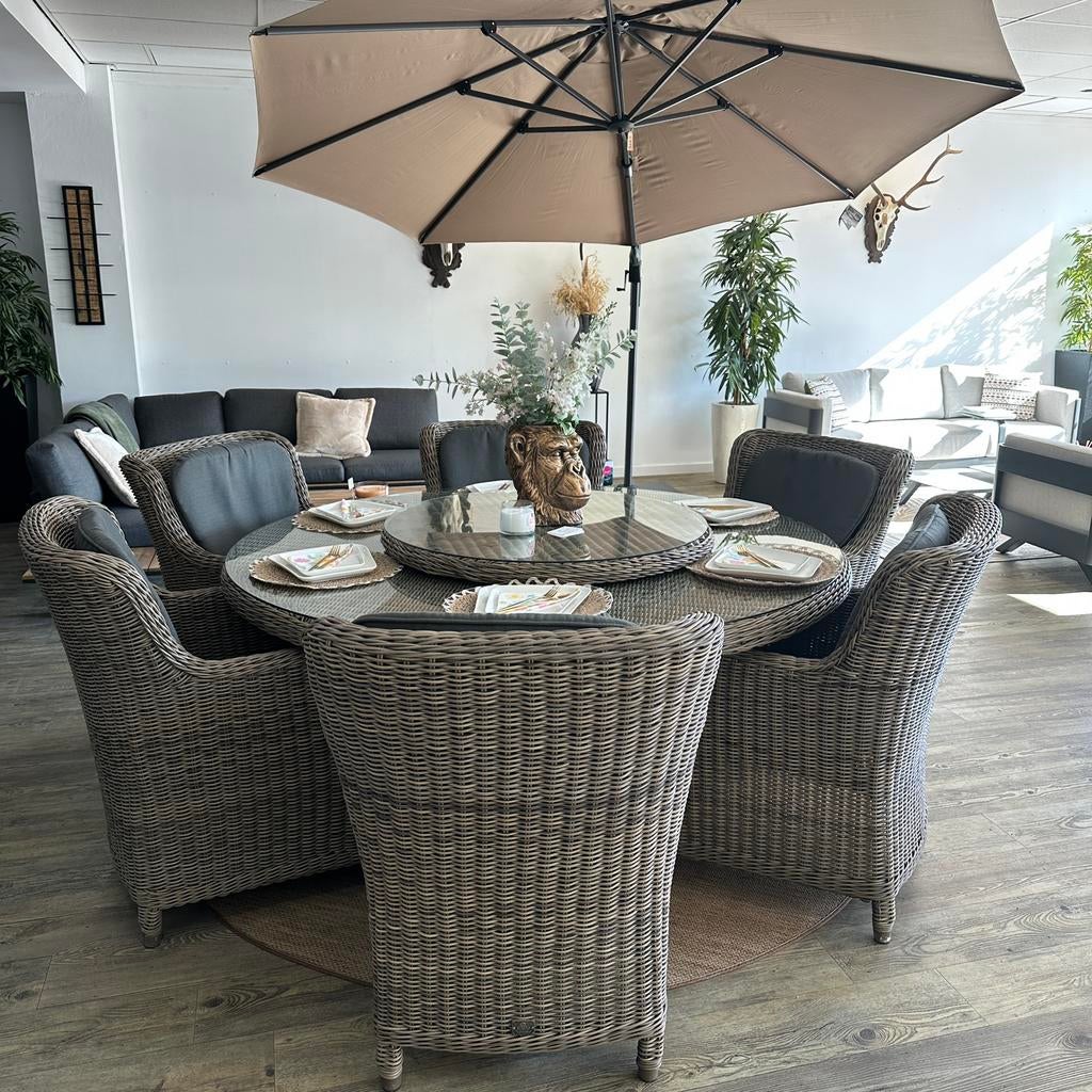 4 Seasons Outdoor (4SO) ronde Tuinset – 170 cm — TWV €4500,-, Verzenden, ., Zo goed als nieuw, Wicker