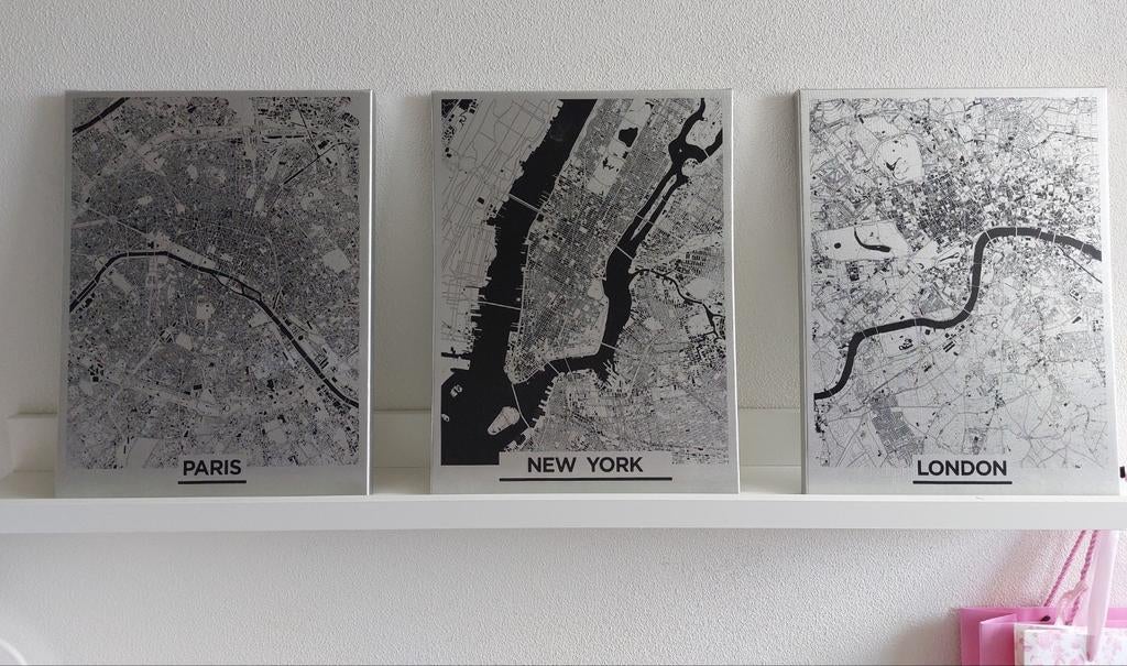 IKEA PJÄTTERYD canvas schilderijen steden, Minder dan 50 cm, Ophalen of Verzenden, Zo goed als nieuw, Schilderij