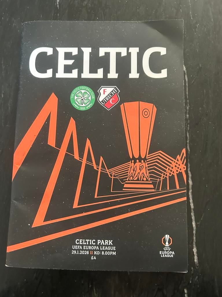 FC UTRECHT CELTIC programmaboekje 29-1-2026, Ophalen of Verzenden, Zo goed als nieuw, Balsport