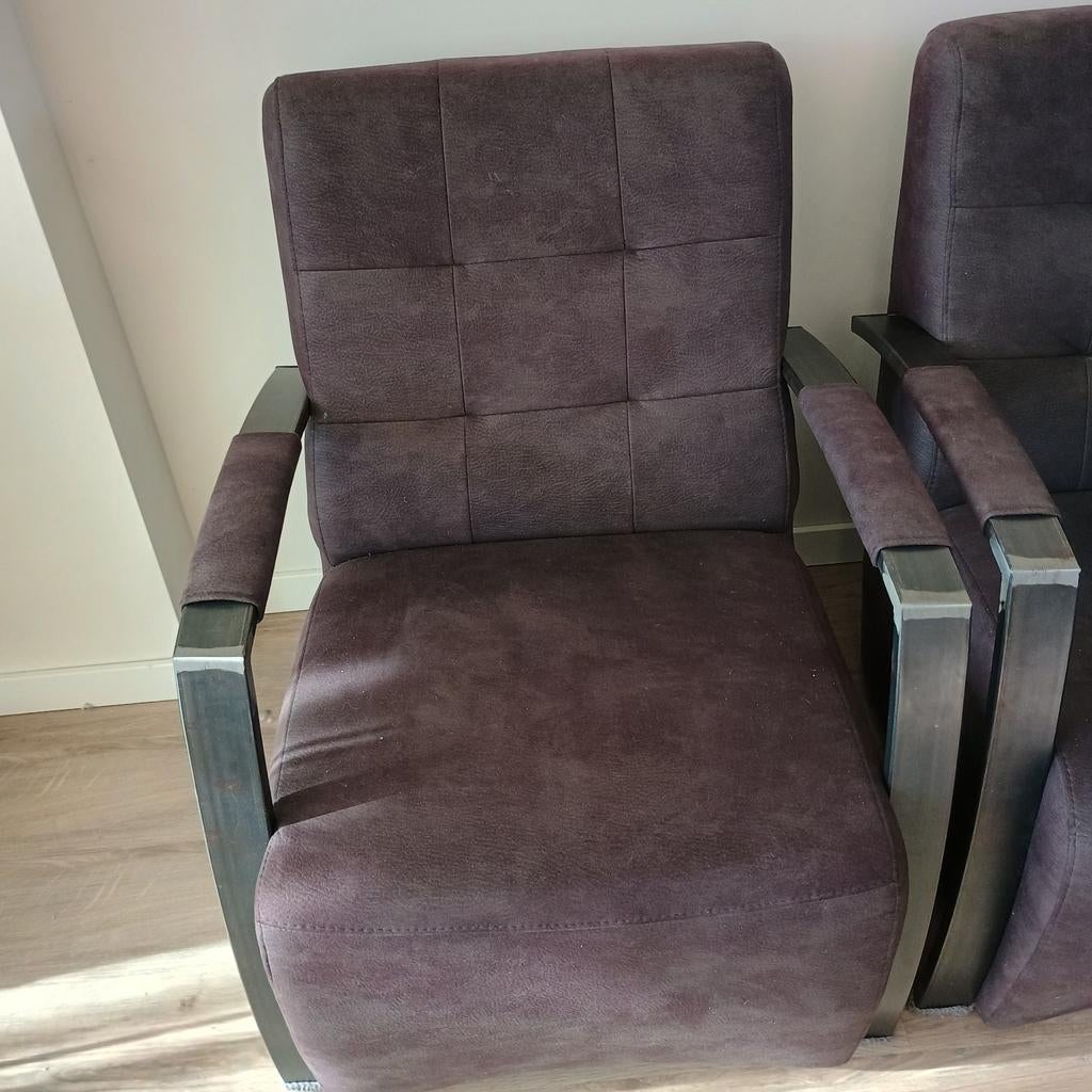 Fauteuil 2 stuks industriële uitstraling, Huis en Inrichting, Ophalen, Zo goed als nieuw, 75 tot 100 cm, 50 tot 75 cm