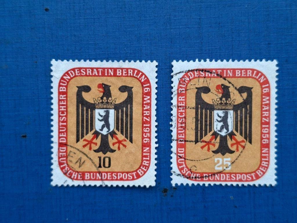 Postzegel Berlijn 1956 serie Bondsraad 01-04, Ophalen of Verzenden, BRD, Gestempeld