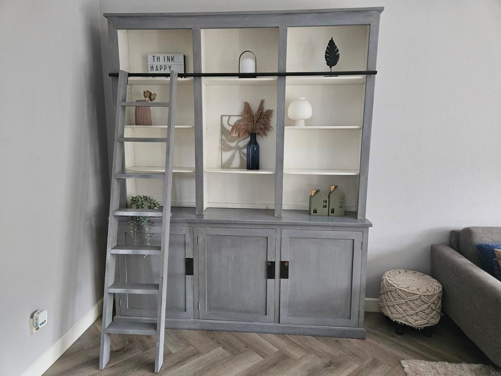 Grote boekenkast, taupe/grijs, Ophalen, Zo goed als nieuw