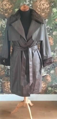 bruin trenchcoat jas nep leren bont Vintage retro nieuw 42, Bruin, Maat 42/44 (L), Nieuw, Ophalen of Verzenden
