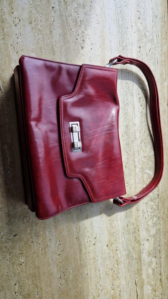 Zeet chique Vintage donkerrode handtas, Ophalen of Verzenden, Zo goed als nieuw