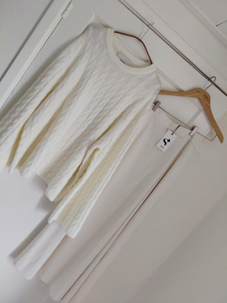 2delig set Lonneke Nooteboom trui & rok ecru L, Kleding | Dames, Truien en Vesten, Beige, Maat 42/44 (L), Lonneke Nooteboom, Ophalen of Verzenden