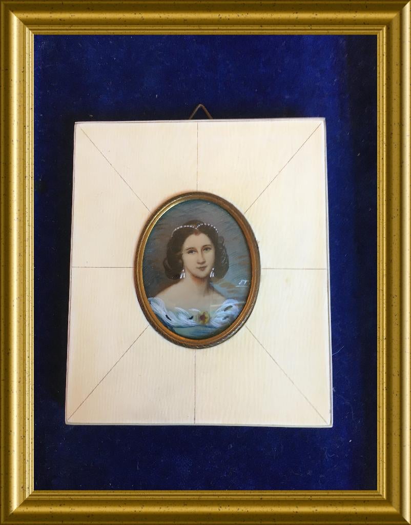 Oud miniatuur portret lijstje, Ophalen of Verzenden