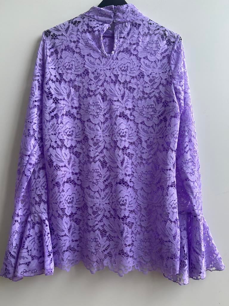 MADE IN ITALY kanten top paars, Kleding | Dames, Tops, Made in Italy, -, Verzenden, Paars