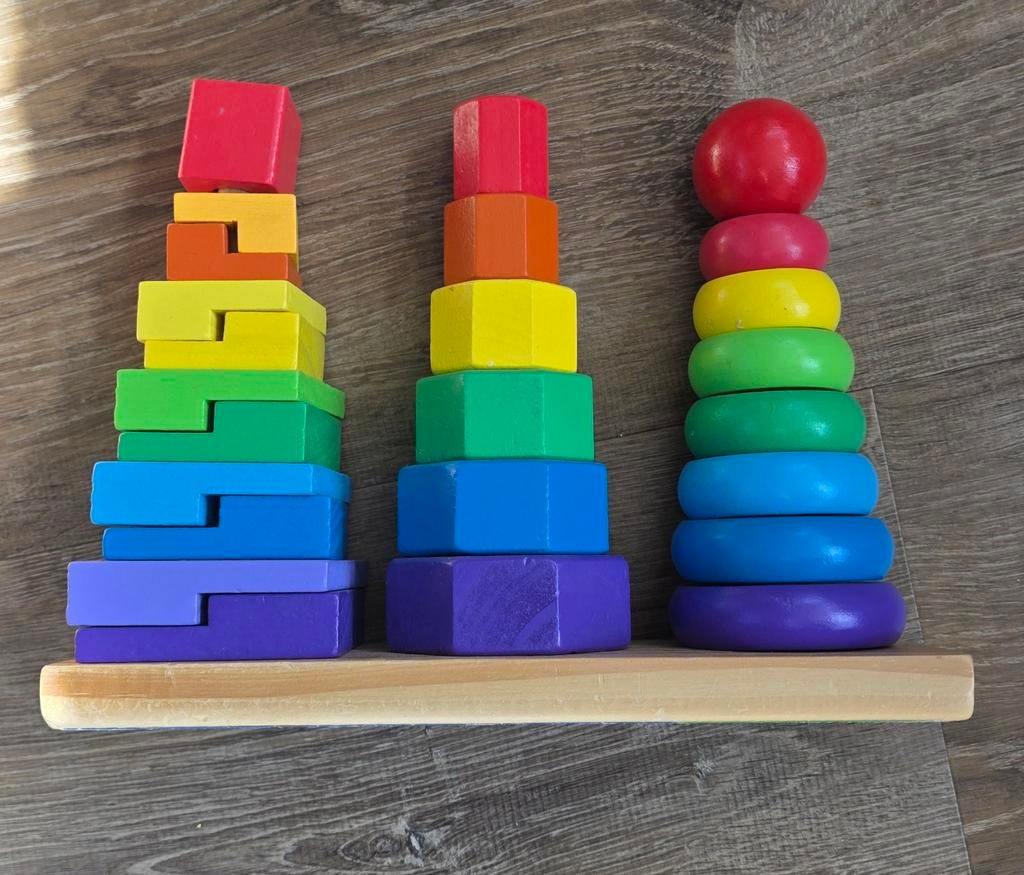 Melissa & Doug geometrische houten stapelaar, Ophalen of Verzenden