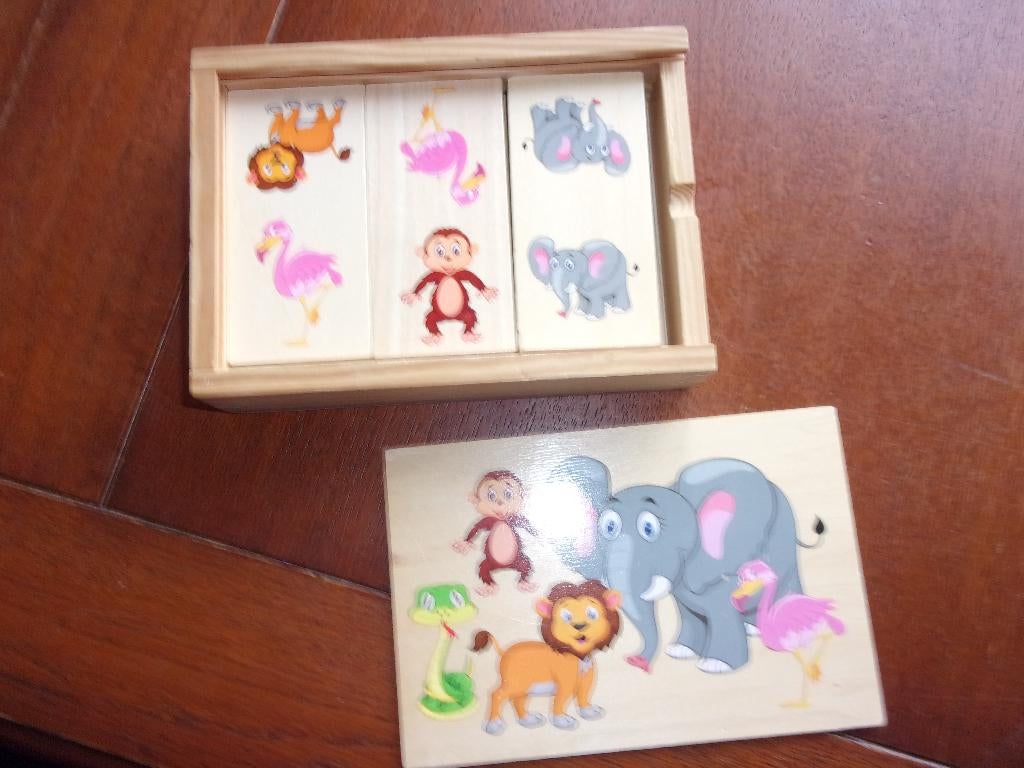 Houten DOMINO (BEESTJES) , NIEUW, Een of twee spelers, Ophalen of Verzenden, Nieuw