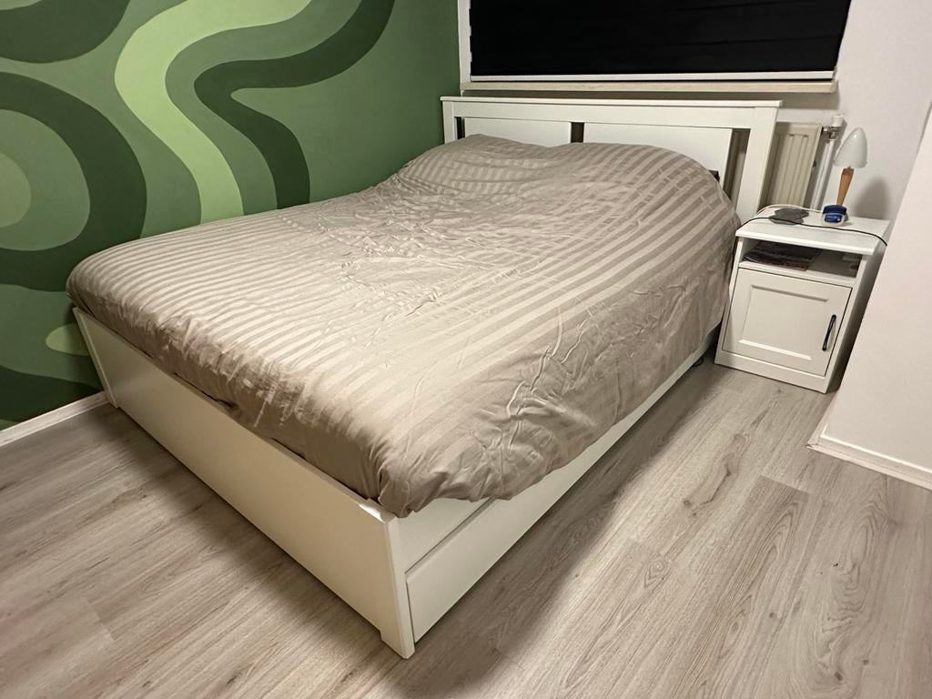 IKEA Songesand bed 160x200, Ophalen, Gebruikt, Wit, Tweepersoons