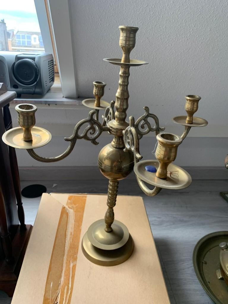 Klassieke messing kandelaber, Ophalen, Koper of Brons