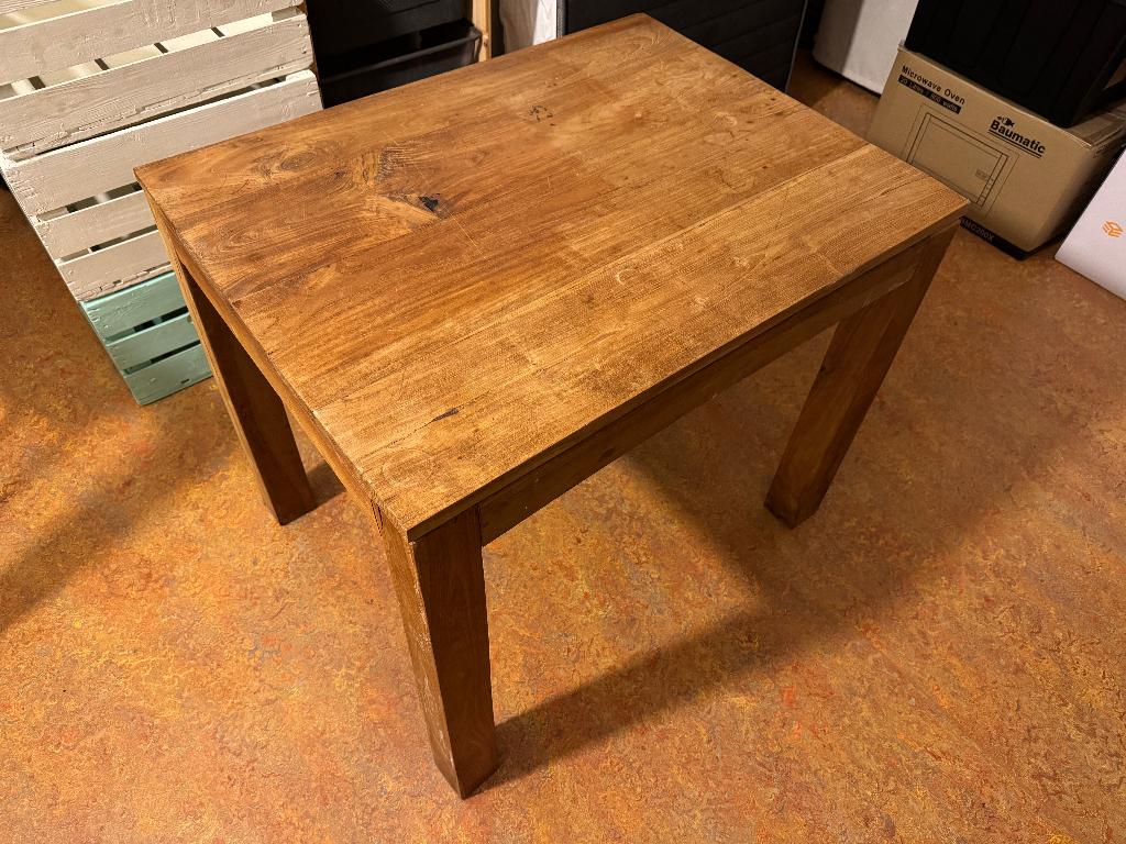 Tafel, massief hout, Huis en Inrichting, Tafels | Eettafels, Ophalen, Rechthoekig, 50 tot 100 cm