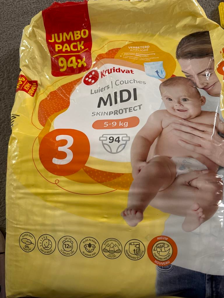 Kruidvat luiers maat 3 (5-9 kg) - half pak, Ophalen, Zo goed als nieuw