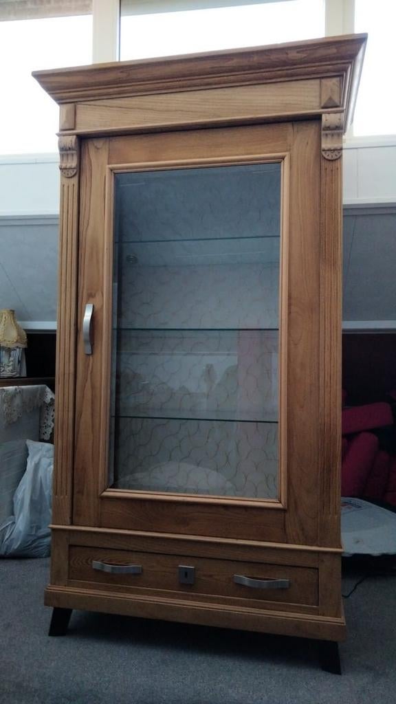 Antieke vitrinekast., Huis en Inrichting, Kasten | Vitrinekasten, Ophalen, Gebruikt, 100 tot 150 cm, Glas