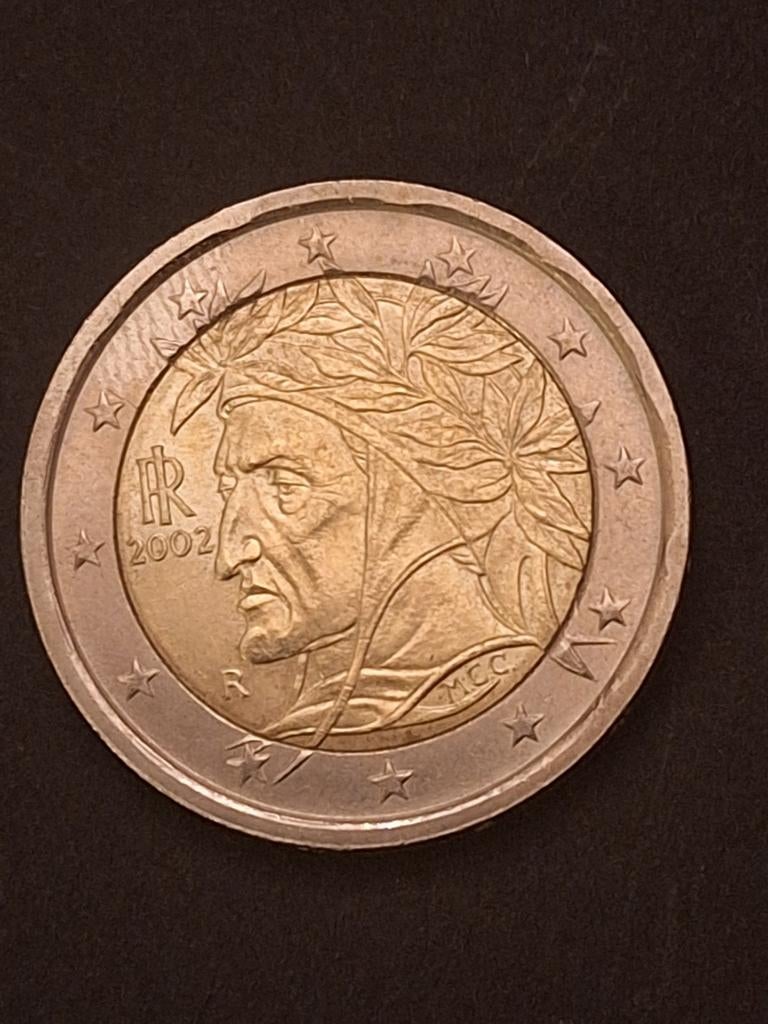 Zeldzame 2 Euro munt Italië 2002 Dante Alighieri, Postzegels en Munten, Munten | Europa | Euromunten, Losse munt, 2 euro, Italië