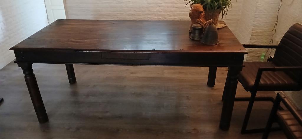Koloniale eettafel 1.80m x 0.90m, Ophalen, Gebruikt, Koloniaal, 50 tot 100 cm