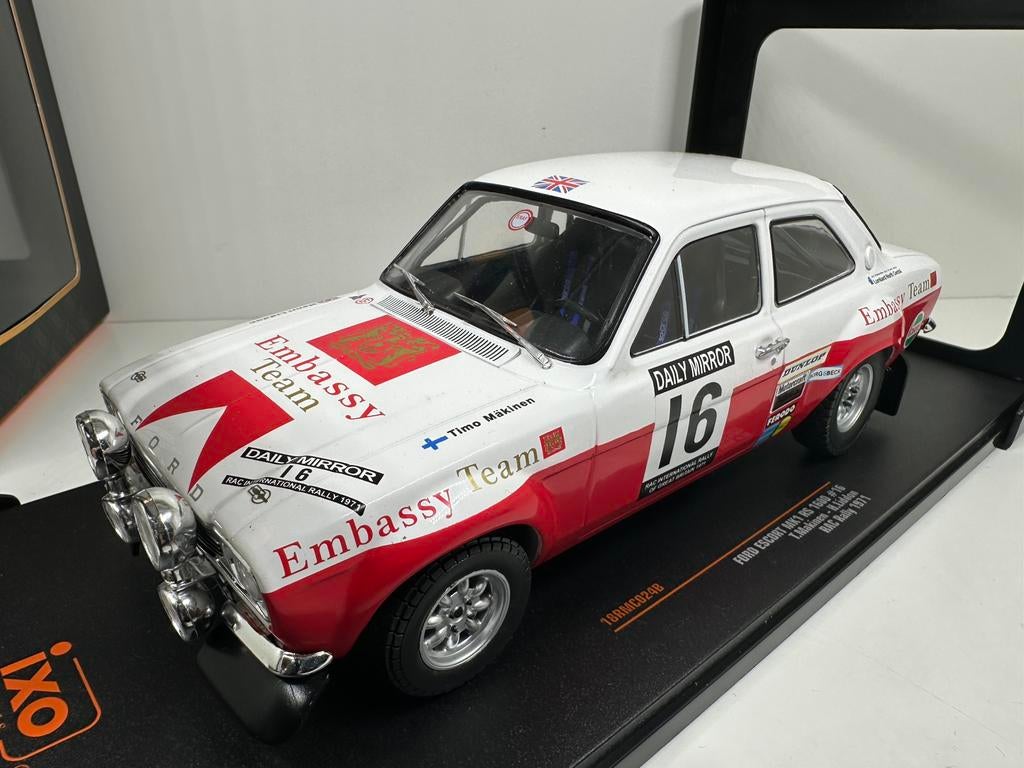 FORD ESCORT MK1 RS1600 #16 RAC RALLY 1971 IXO 1:18 NIEUW, Ophalen of Verzenden, Nieuw, Auto, Overige merken