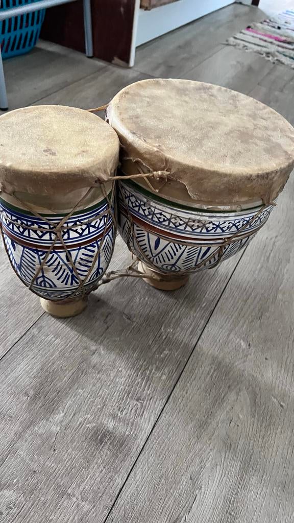 Mooie handgemaakte bongo's met uniek patroon, Muziek en Instrumenten, Percussie, Gebruikt, Trommel, Ophalen of Verzenden