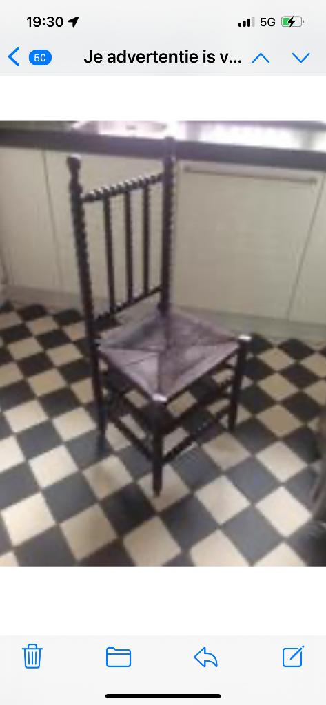 Rotan stoel bruin met Rieten zitting zgan, Ophalen of Verzenden