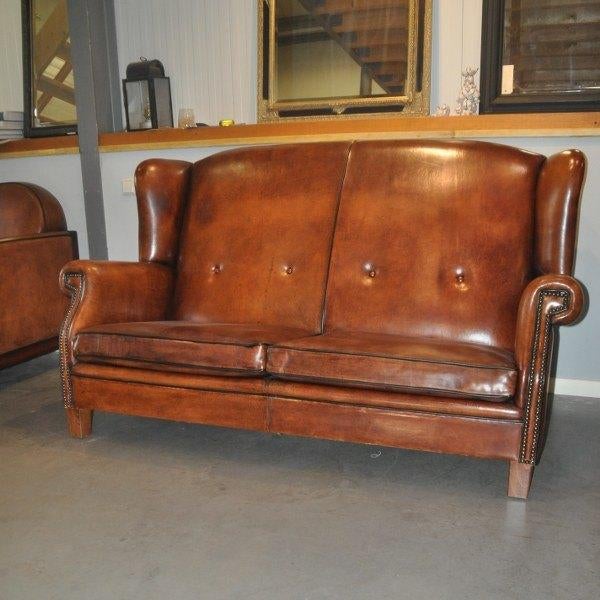 Hoge schapenleren bank met oren, Ophalen of Verzenden