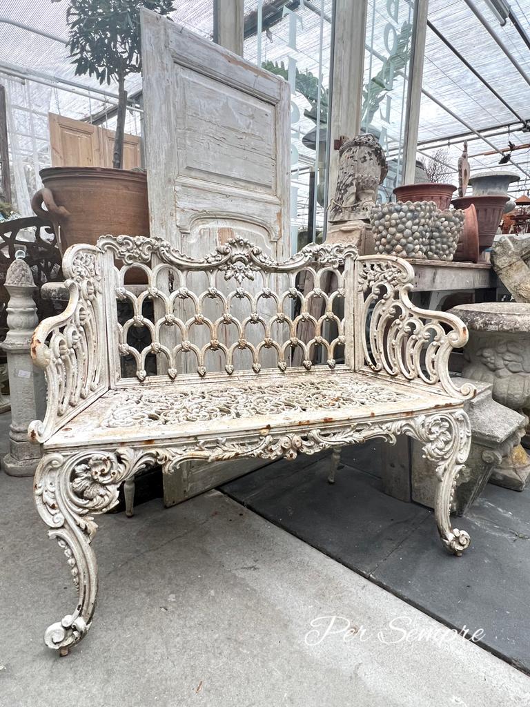 Per Sempre, Prachtig Rijk Bewerkt Gietijzeren Tuinbankje, Tuin en Terras, Tuinbanken, Ophalen, Gebruikt, Metaal