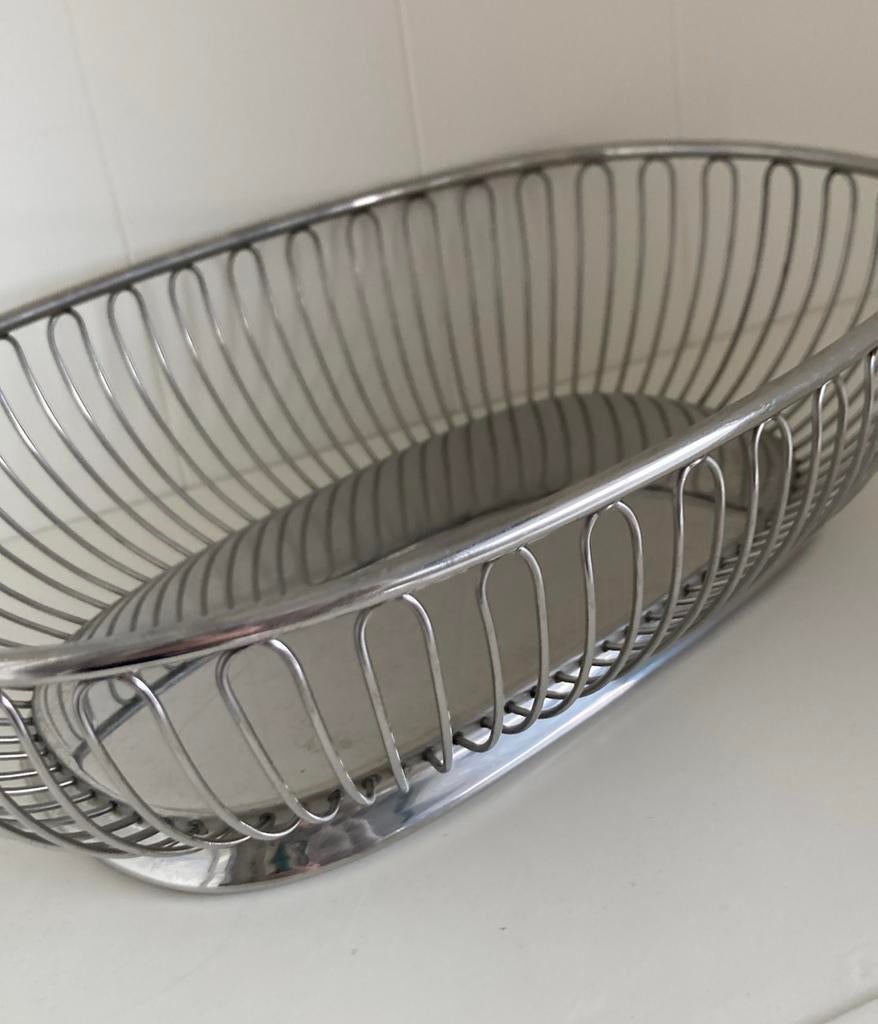 Vintage - Alfra Alessi Italy schaal - stainless steel mand, Huis en Inrichting, Ophalen of Verzenden, Zo goed als nieuw, Rond