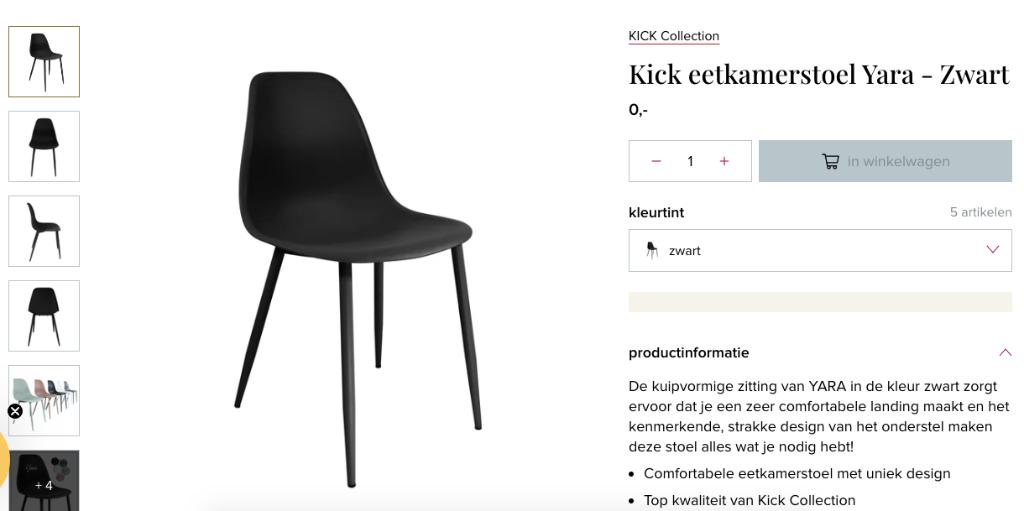 KICK collection stoel Yara, Ophalen, Kunststof, Drie, Zwart