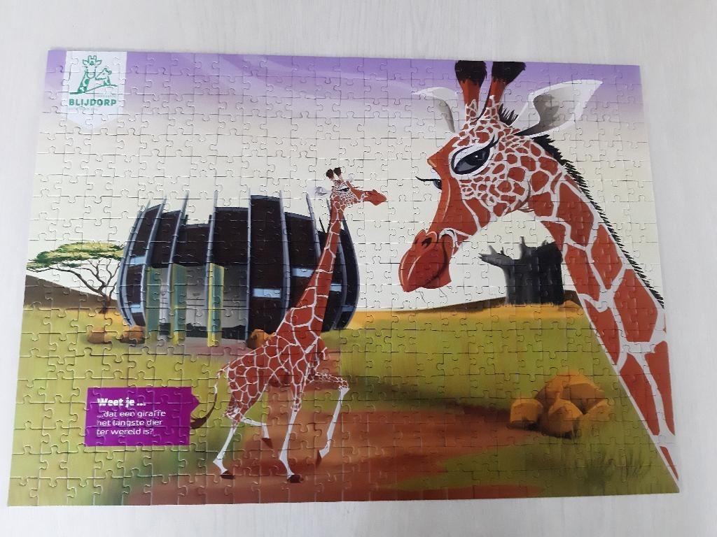 puzzel 500 stukjes - Blijdorp met giraf  netjes en compleet, Ophalen, 500 t/m 1500 stukjes, Zo goed als nieuw, Legpuzzel