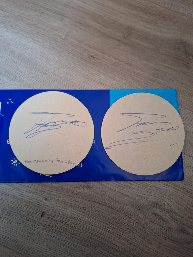 Heineken viltjes met handtekening Frans Bauer, Verzamelen, Ophalen of Verzenden, Gebruikt, Viltje(s), Heineken