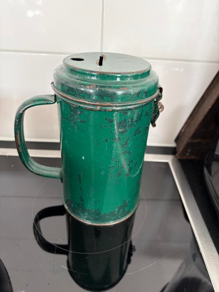 Brocante Groene Collectebus - Vintage Spaarpot, Ophalen of Verzenden