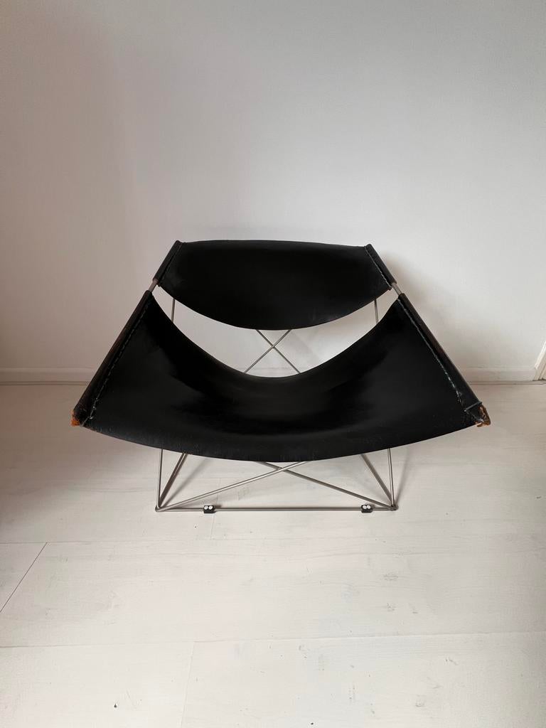 2x Artifort F675 Butterfly lounge chair Pierre Paulin, Ophalen, Gebruikt, Zwart, Leer