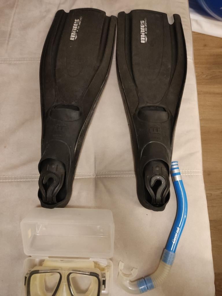 Mares duikvliezen maat 44/45, duikbril en snorkel, Ophalen, Gebruikt, Duikbril of Snorkel