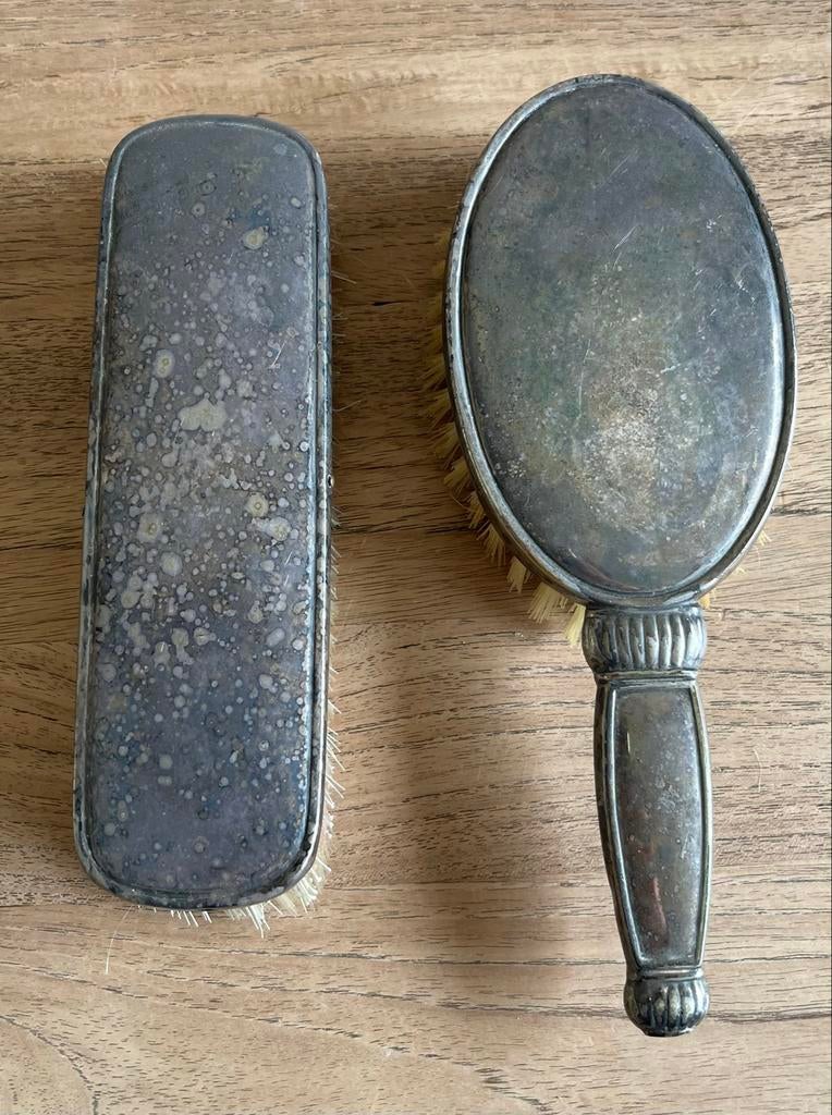 Oude verzilverde kledingborstels vintage, Antiek en Kunst, Ophalen of Verzenden