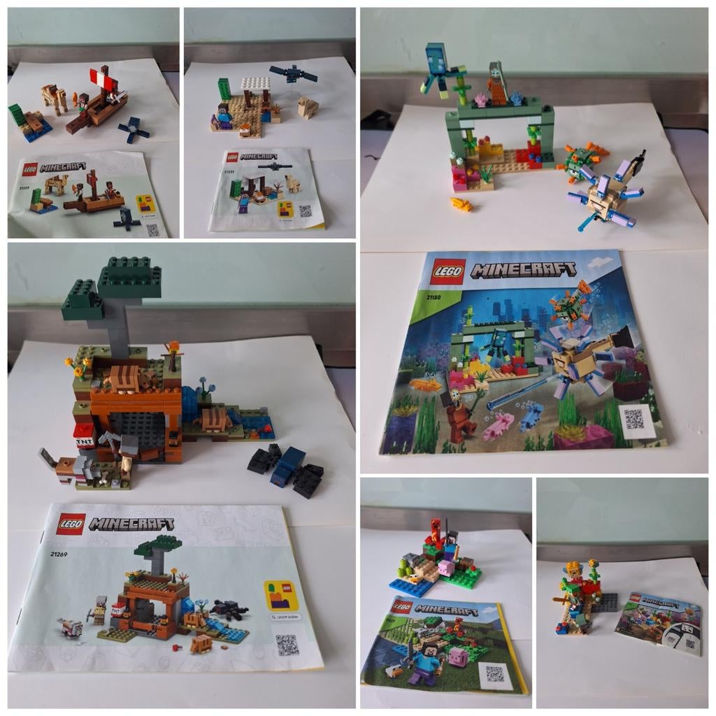 6 sets lego Minecraft met handleiding. Geen doos, Ophalen of Verzenden, Lego