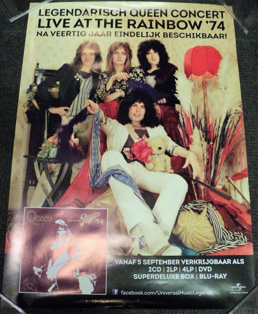 Queen PROMO POSTER Live At The Rainbow Freddie Mercury, Verzenden, Zo goed als nieuw, Poster, Artwork of Schilderij