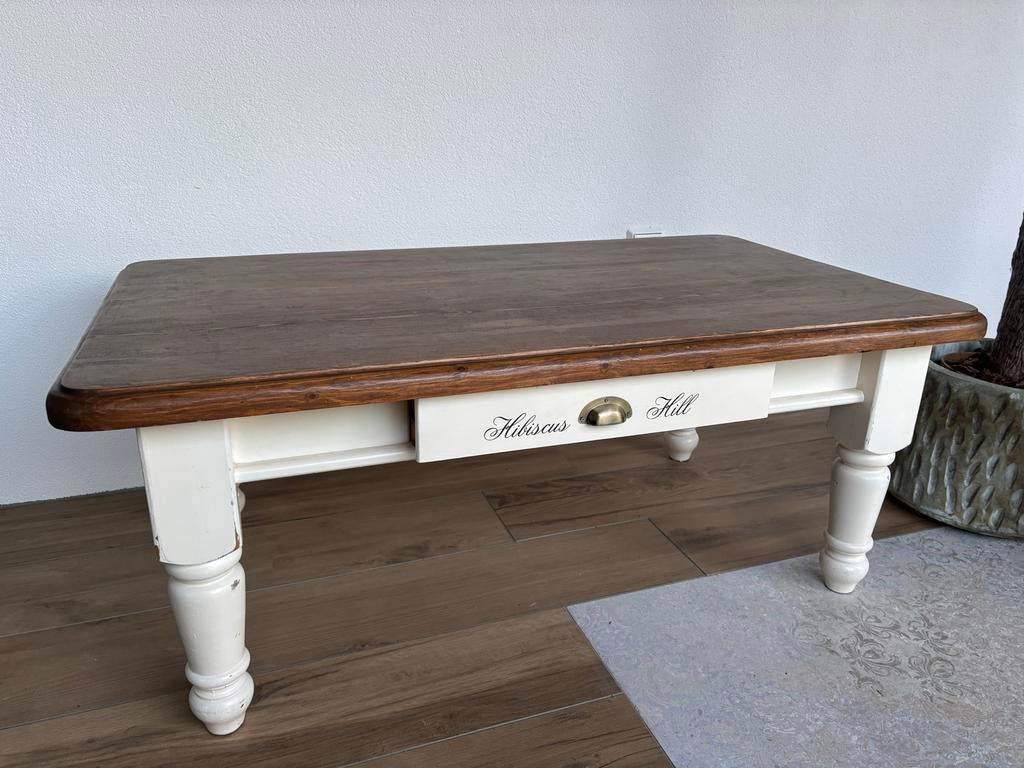 Salontafel met lade in Riviera Maison-stijl, Huis en Inrichting, Ophalen, Gebruikt, 100 tot 150 cm, Riviera maison landelijk