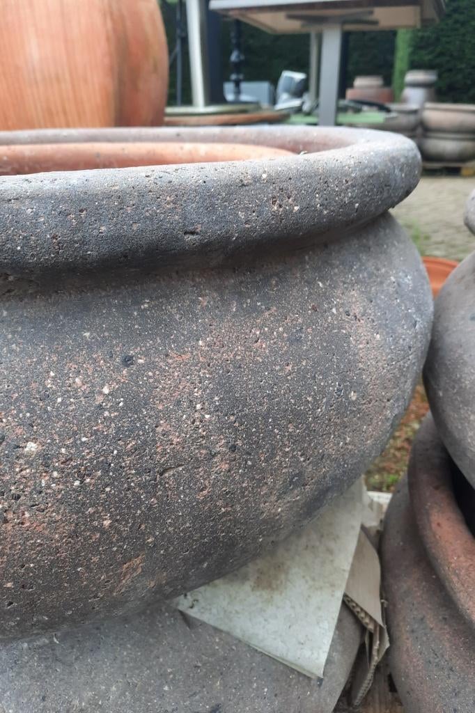 Grote ronde lage bloempotten plantenschaal grijs 3 maten, Ophalen, 40 cm of meer, Rond, Nieuw