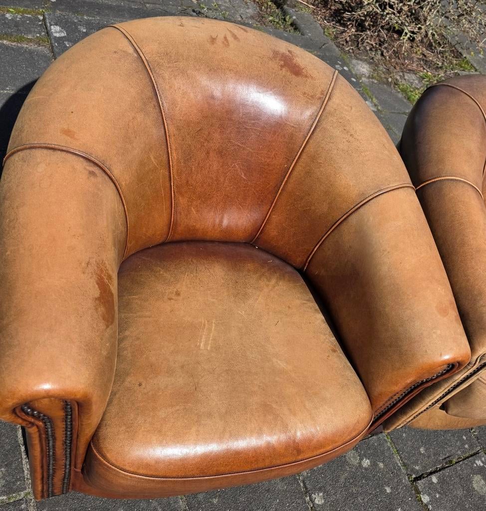 2x Schapenleren Joris Club Fauteuil + BEZORGING, Gebruikt, Onbekend, Ophalen of Verzenden, Onbekend