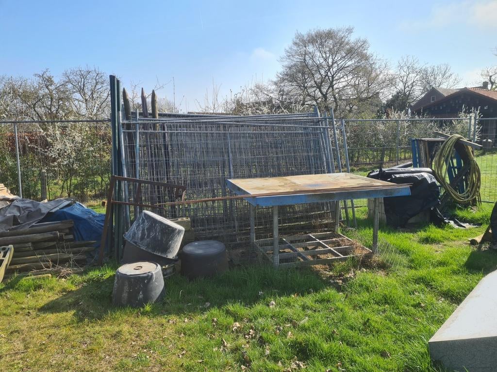 Bouwhek / Heras hek 2,20 x 3,50m — gebruikt, Ophalen of Verzenden, Gebruikt, IJzer, Overige typen