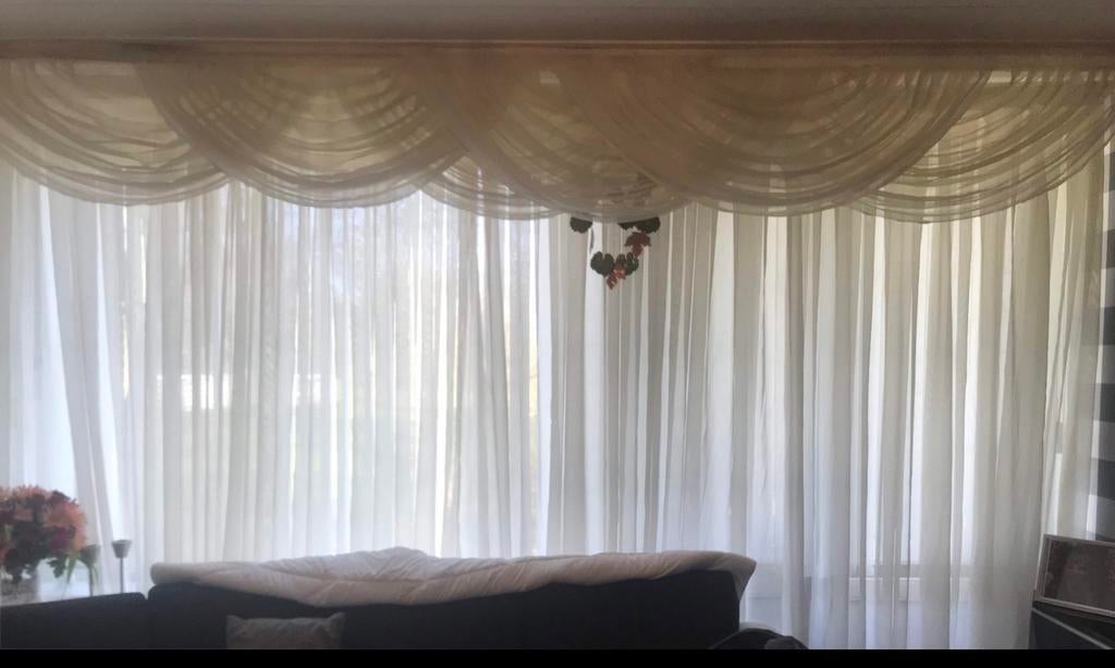 Inbetween gordijn met sierlint, Ophalen, Zo goed als nieuw, Crème, 200 cm of meer