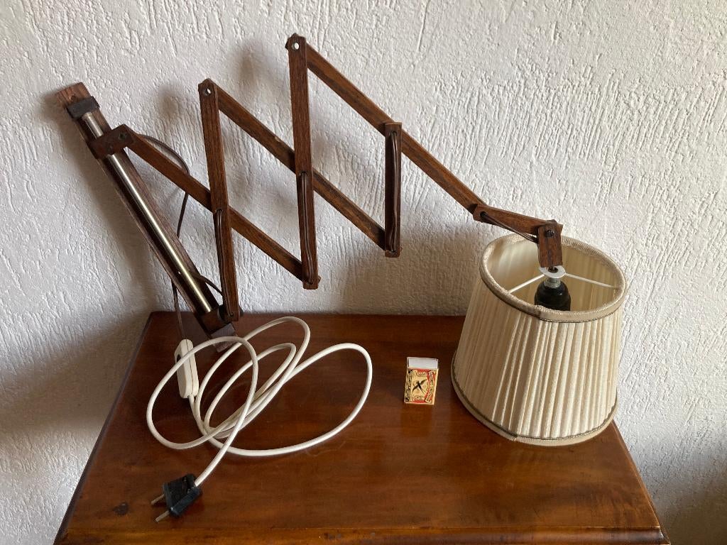 Scandinavische schaarlamp harmonicalamp wandlamp lampenkapje, Ophalen of Verzenden, Gebruikt, Hout