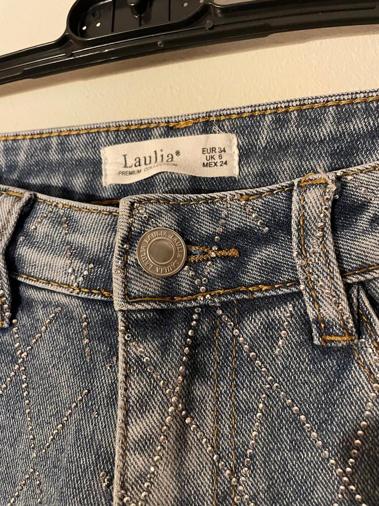 Laulia Jeans blauw glitter, Ophalen of Verzenden, Zo goed als nieuw, Blauw, W27 (confectie 34) of kleiner