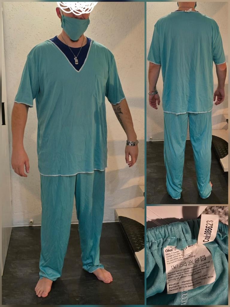 Groene Scrubs Set - Carnaval - Dokterspak, Carnaval, Overige maten, Ophalen of Verzenden, Zo goed als nieuw